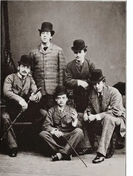Oscar and Willie Wilde with friends, in an old photograph